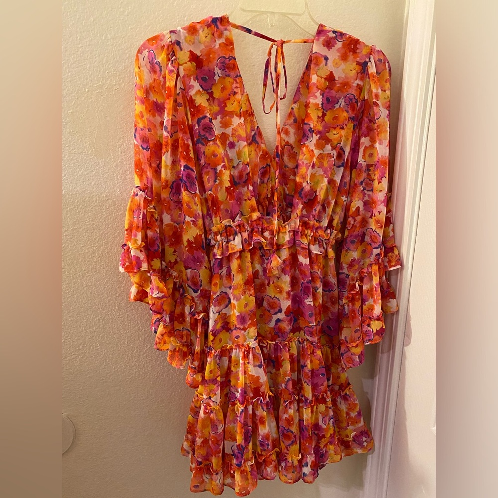 Misa Los Angeles Pink Floral Dress XS